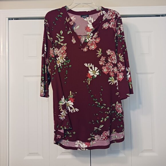#42 3/$18 - a. Jesdani Red/Pink Long Sleeve Top Size 2X - Picture 1 of 6